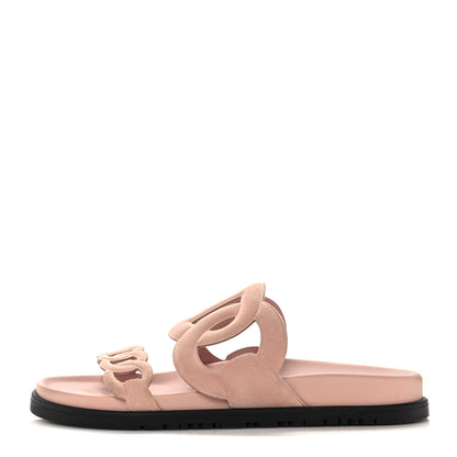 Hermes Suede Goatskin Extra Sandals 36.5 Rose Opaline 1 of 9