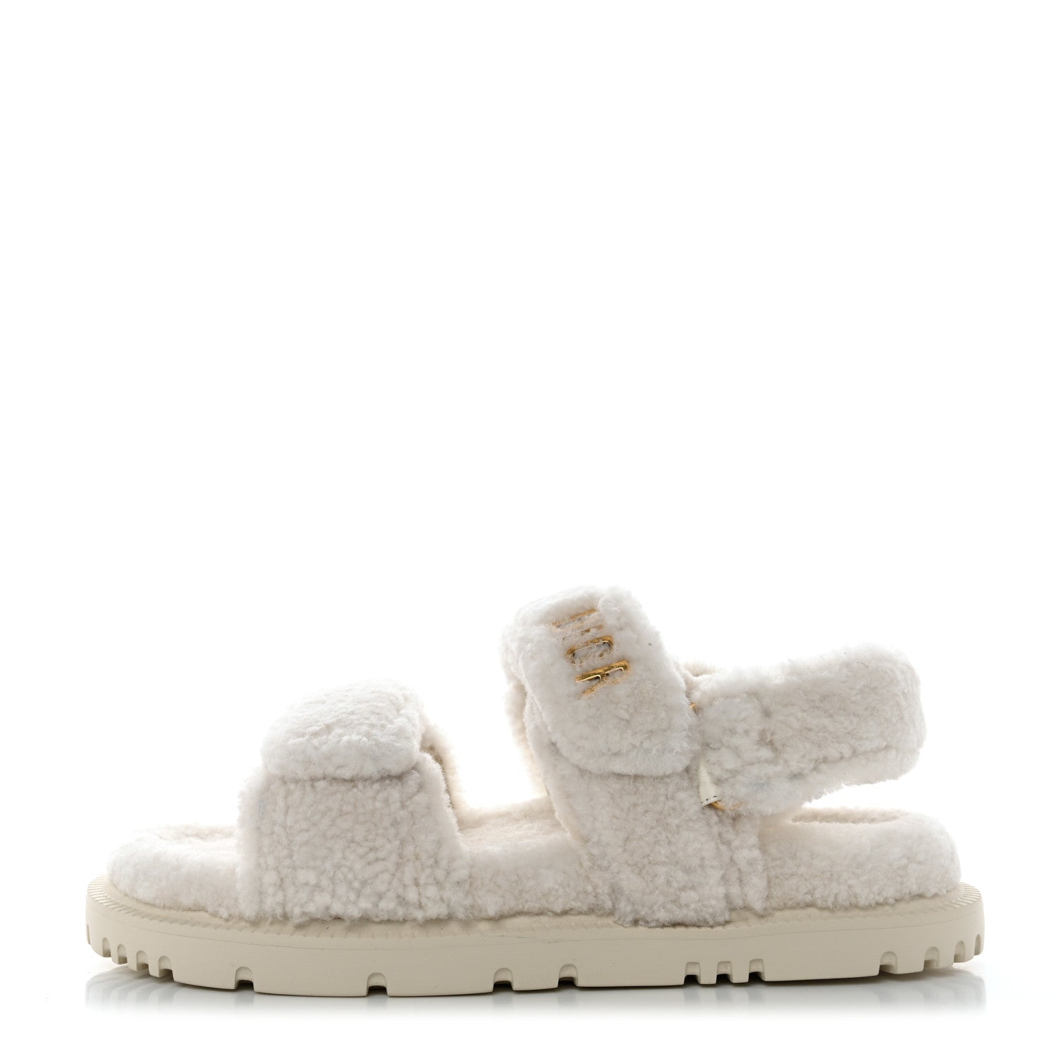 Christian Dior Shearling Dioract 10mm Sandals 37 Off White 1 of 8