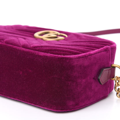 Gucci Velvet Matelasse Small GG Marmont Chain Shoulder Bag Fuchsia Violet Cyclamen 9 of 9