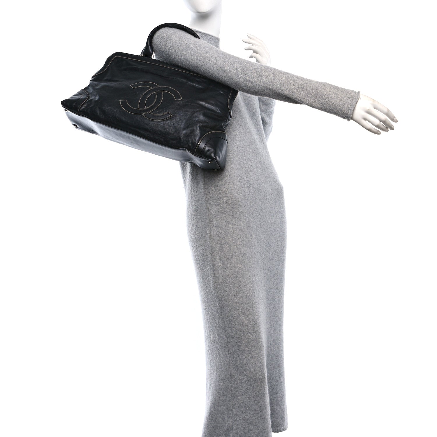 Chanel Lambskin East West Soho Shopper Black 2 of 10