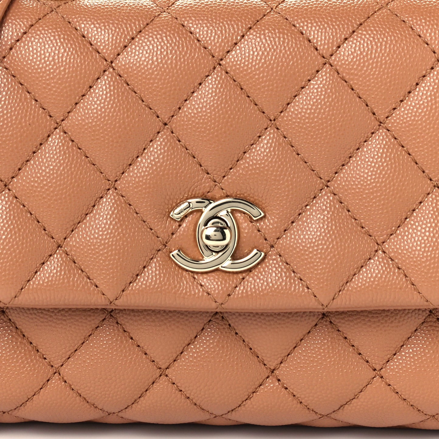 Caviar Quilted Mini Coco Handle Flap Brown
