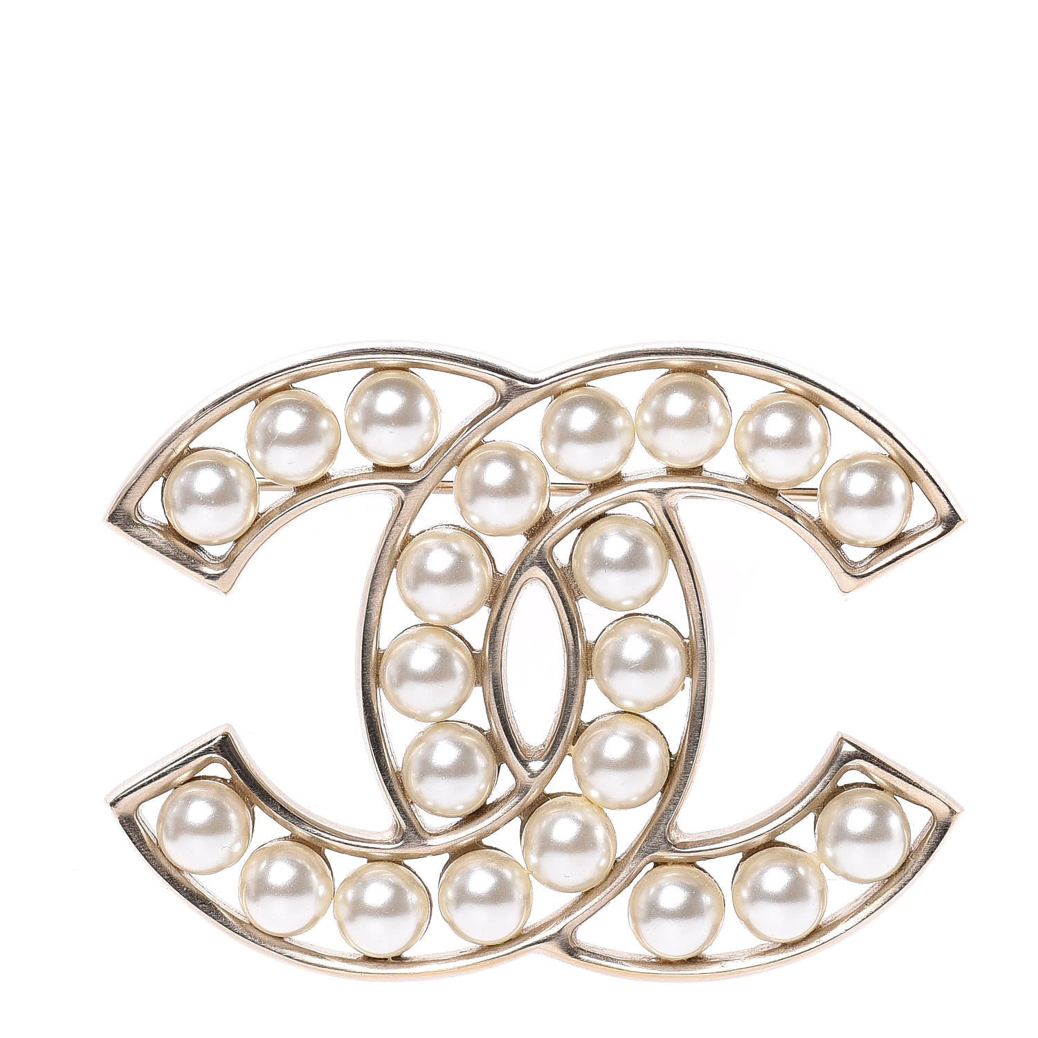 Chanel Pearl CC Brooch Light Gold 1 of 5