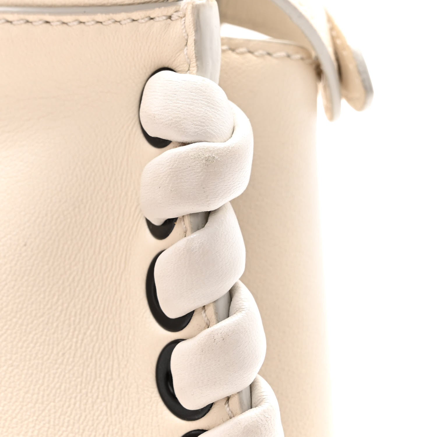 Fendi Nappa Lace Up Mini Peekaboo Iconic Satchel Bianco Carta 14 of 14