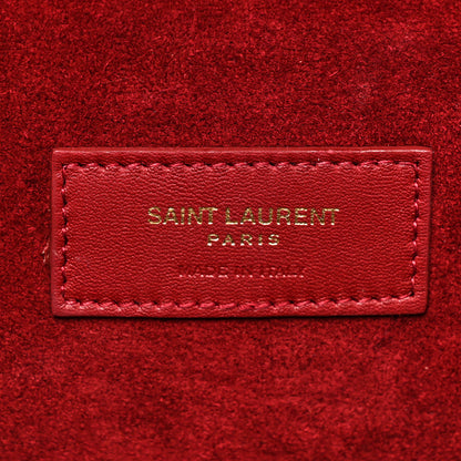 Saint Laurent Calfskin Crocodile Embossed Elise Chain Shoulder Bag Red 7 of 19