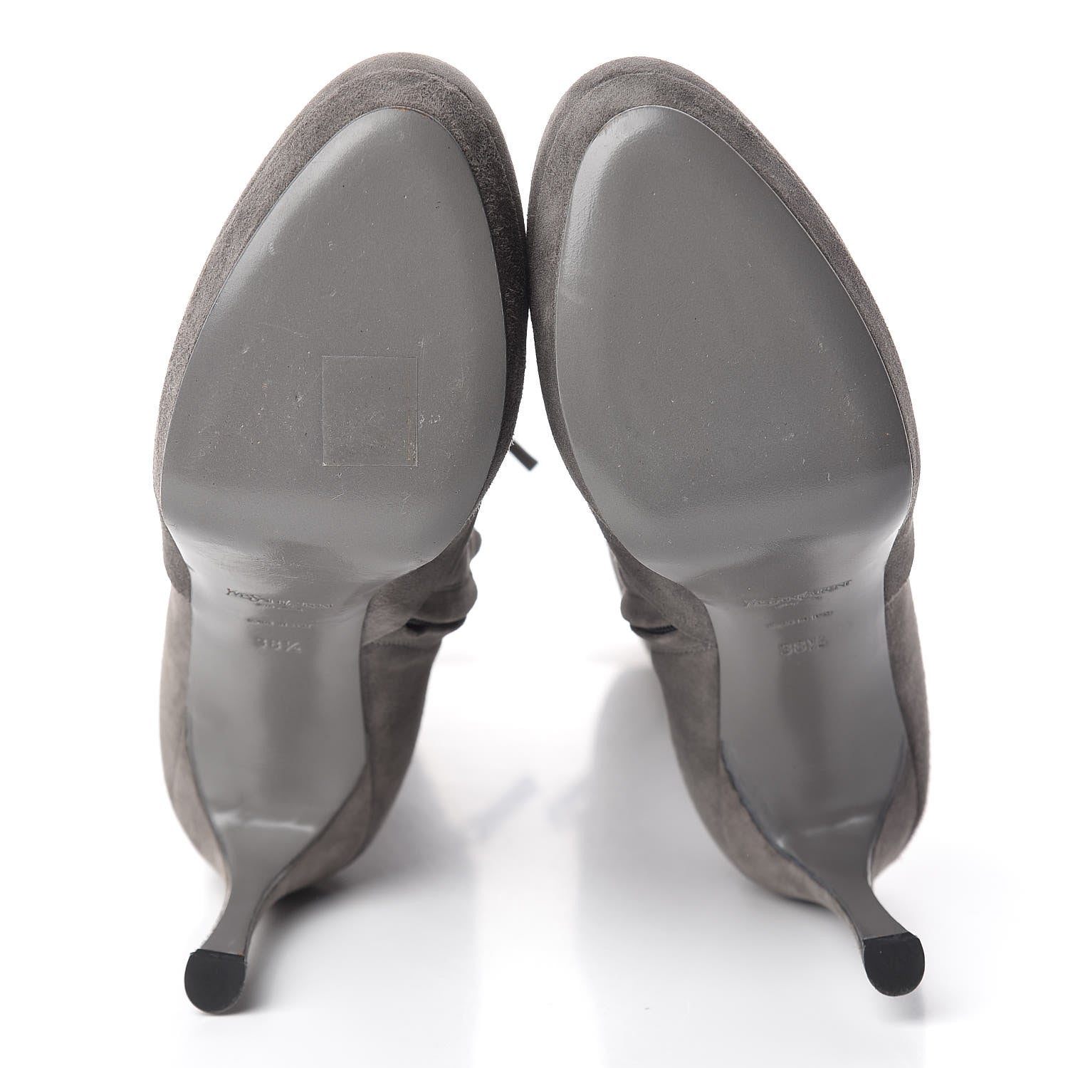Saint Laurent Suede Knee High Boots 38.5 Grey 8 of 16