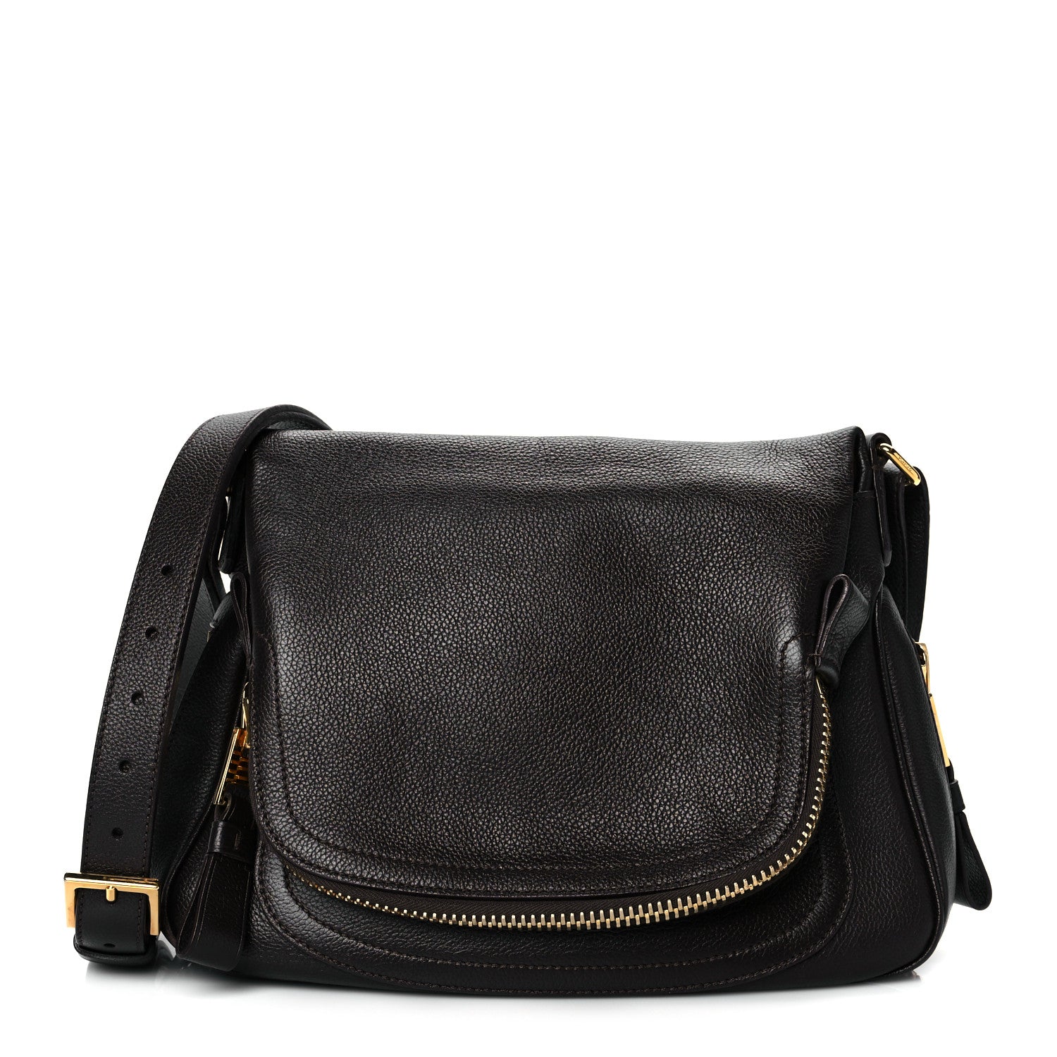 Tom Ford Pebbled Calfskin Large Jennifer Dark Brown 1 of 8