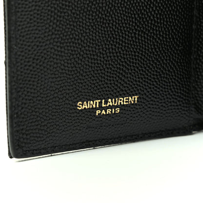 Saint Laurent Grain De Poudre Matelasse Chevron Monogram Zipped Two-Part Wallet Black 6 of 7
