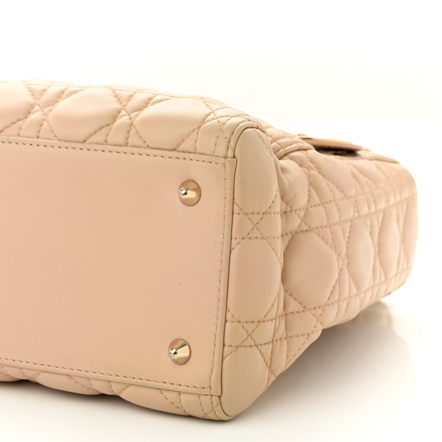 Christian Dior Lambskin Cannage Medium Lady Dior Beige 10 of 11