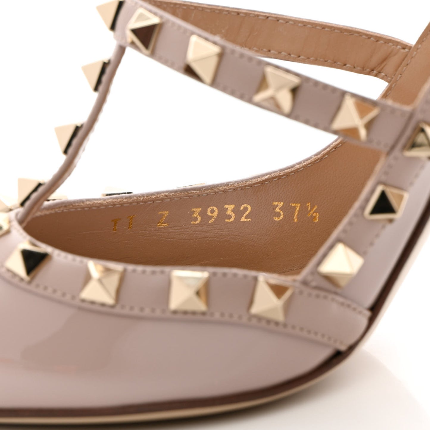 Patent Nappa Rockstud Ankle Strap 100mm Pumps 37.5 Poudre