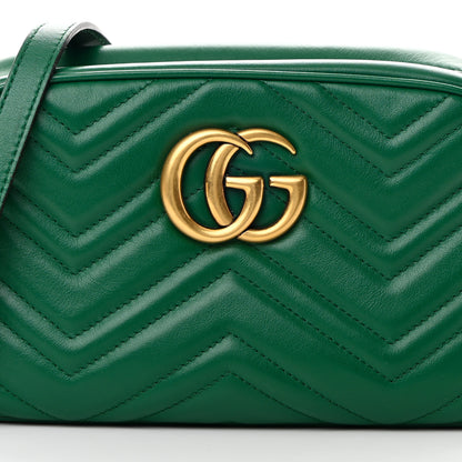 Gucci Calfskin Matelasse Small GG Marmont Chain Shoulder Bag Emerald Green 8 of 14