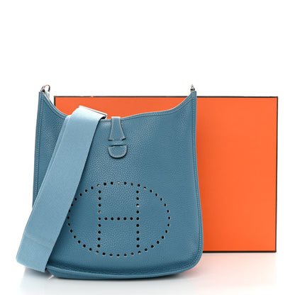 Hermes Taurillon Clemence Evelyne III PM Blue Jean 11 of 11