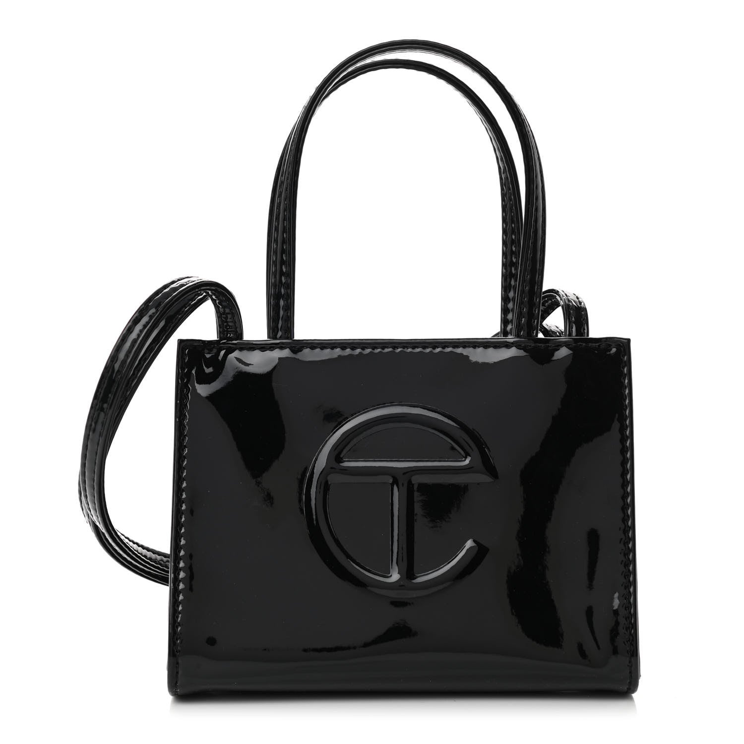 Telfar Patent Vegan Leather Small Shopping Bag Black 1 of 10