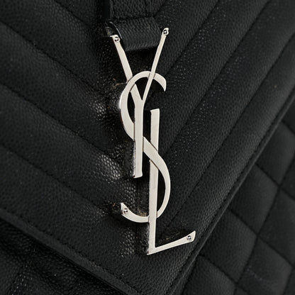 Saint Laurent Grain De Poudre Textured Mixed Matelasse Large Triquilt Monogram Satchel Black 31 of 31
