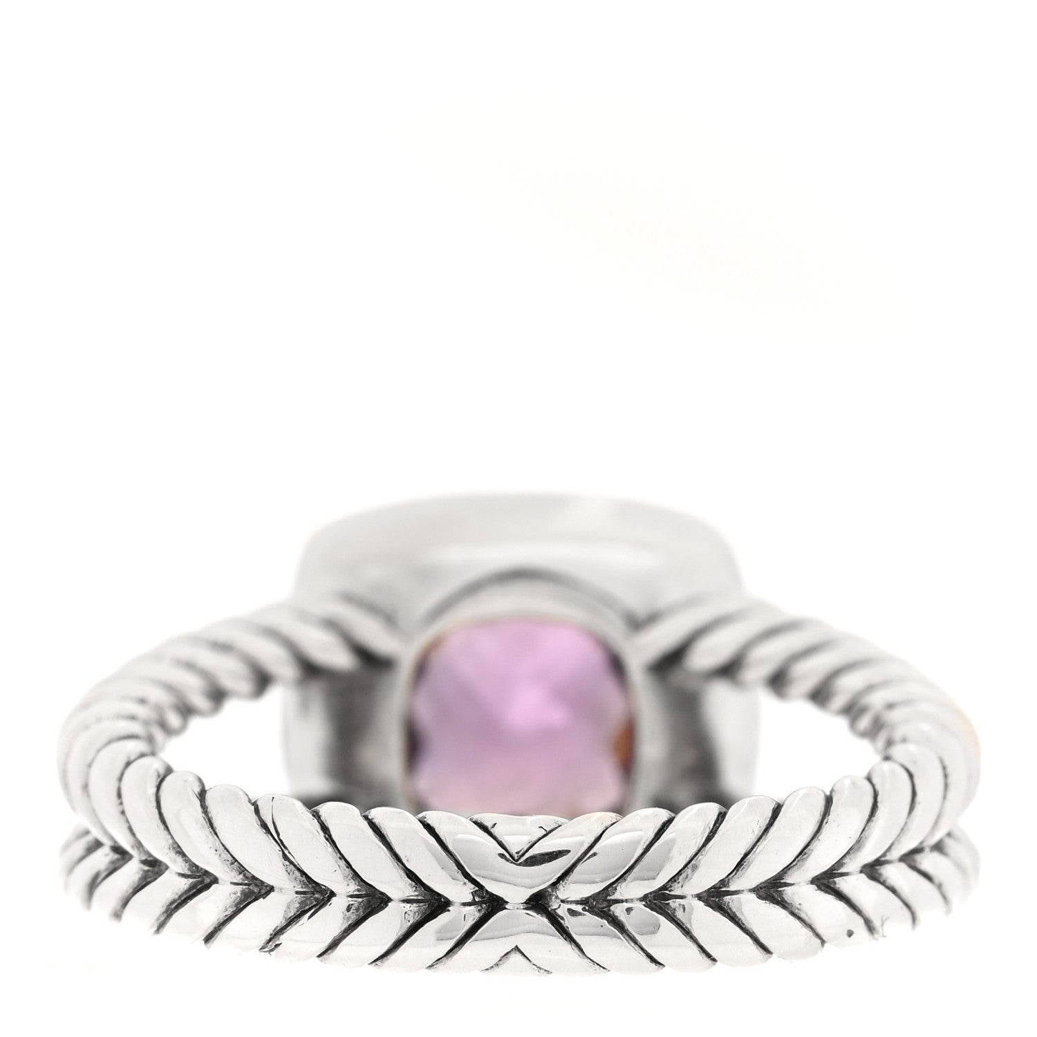 David Yurman Sterling Silver Diamond Amethyst 7mm Petite Albion Ring 52 6 3 of 4