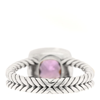David Yurman Sterling Silver Diamond Amethyst 7mm Petite Albion Ring 52 6 3 of 4