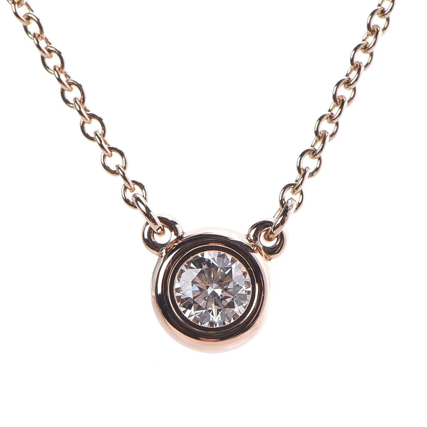 18K Rose Gold Diamond .14ct Elsa Peretti Diamonds by the Yard Pendant Necklace