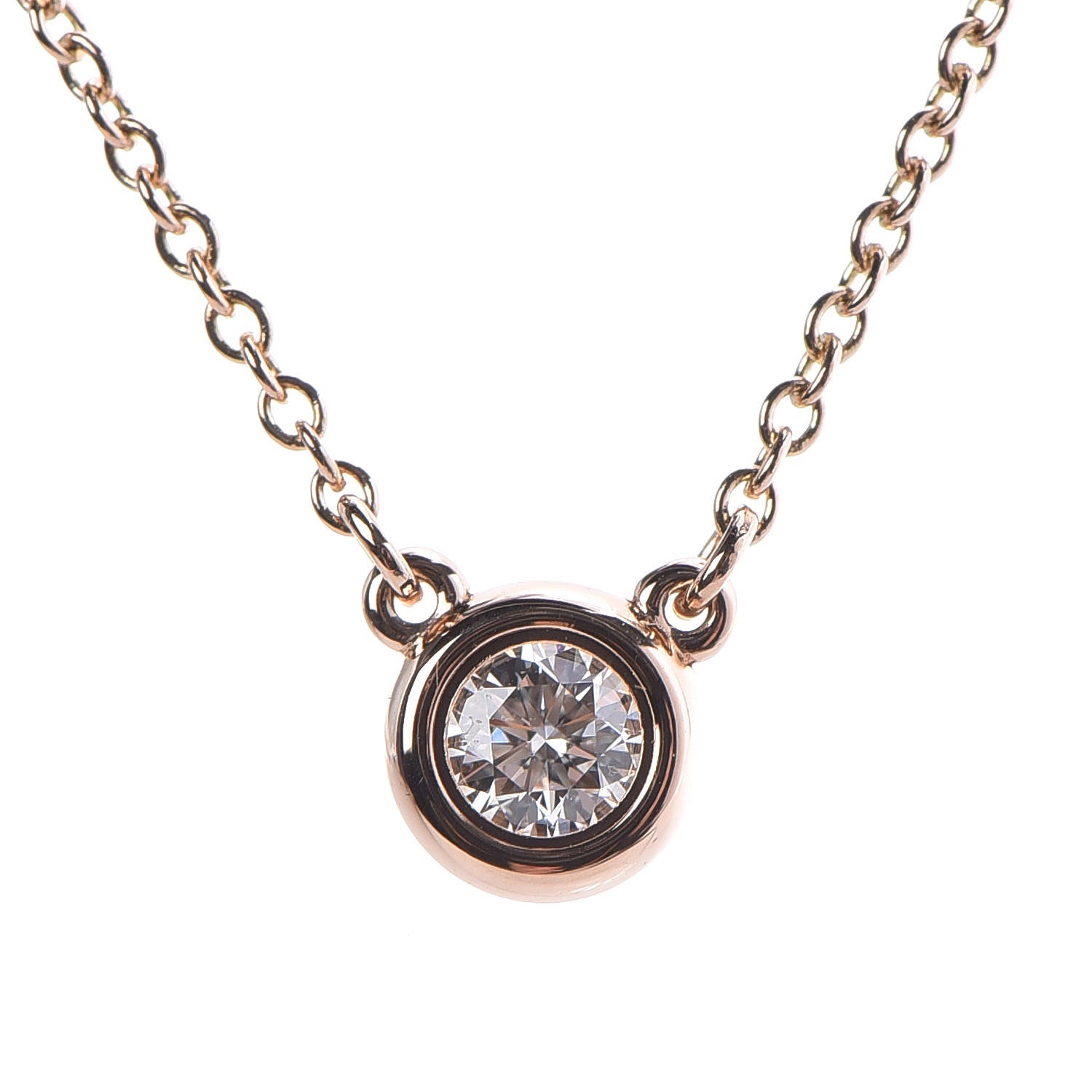 Tiffany 18K Rose Gold Diamond .14ct Elsa Peretti Diamonds by the Yard Pendant Necklace 4 of 8