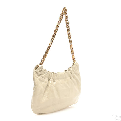 Saint Laurent Calfskin Pac Pac Ruched Hobo Winter White 3 of 10