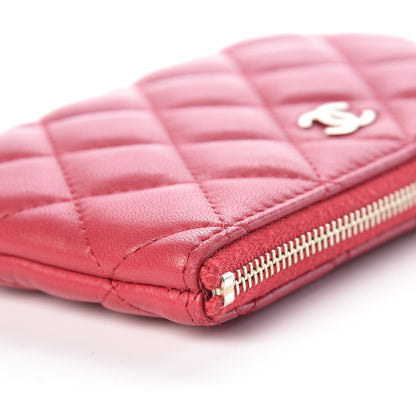 Chanel Lambskin Quilted Small Cosmetic Case Dark Pink 10 of 12