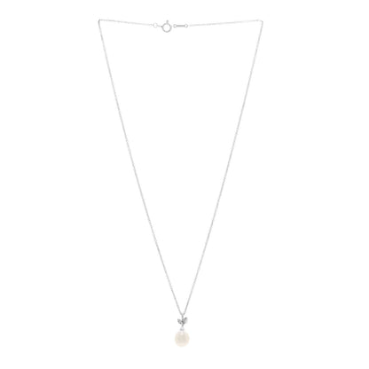 Tiffany Sterling Silver Cultured Pearl Paloma Picasso Olive Leaf Drop Pendant Necklace 3 of 6