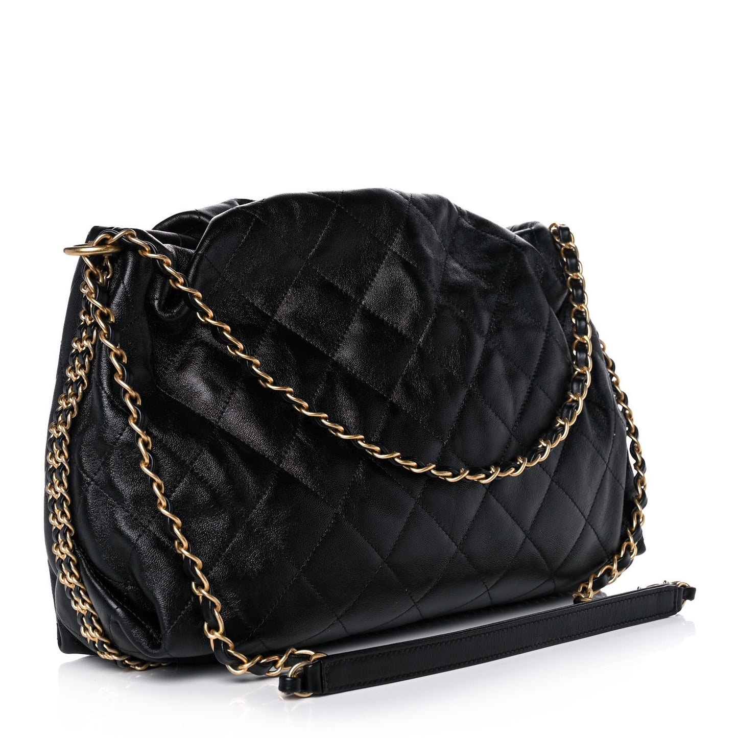 Calfskin Quilted Coco Shelter Bowling Bag Black