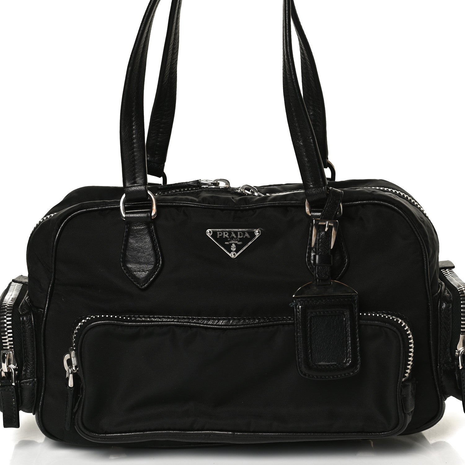 Prada Tessuto Nylon Shoulder Bag Black 7 of 10