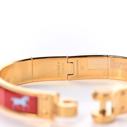 Hermes Enamel Printed Narrow Charniere Couvertures Nouvelles Hinged Bracelet M Quadrichromie 5 of 7