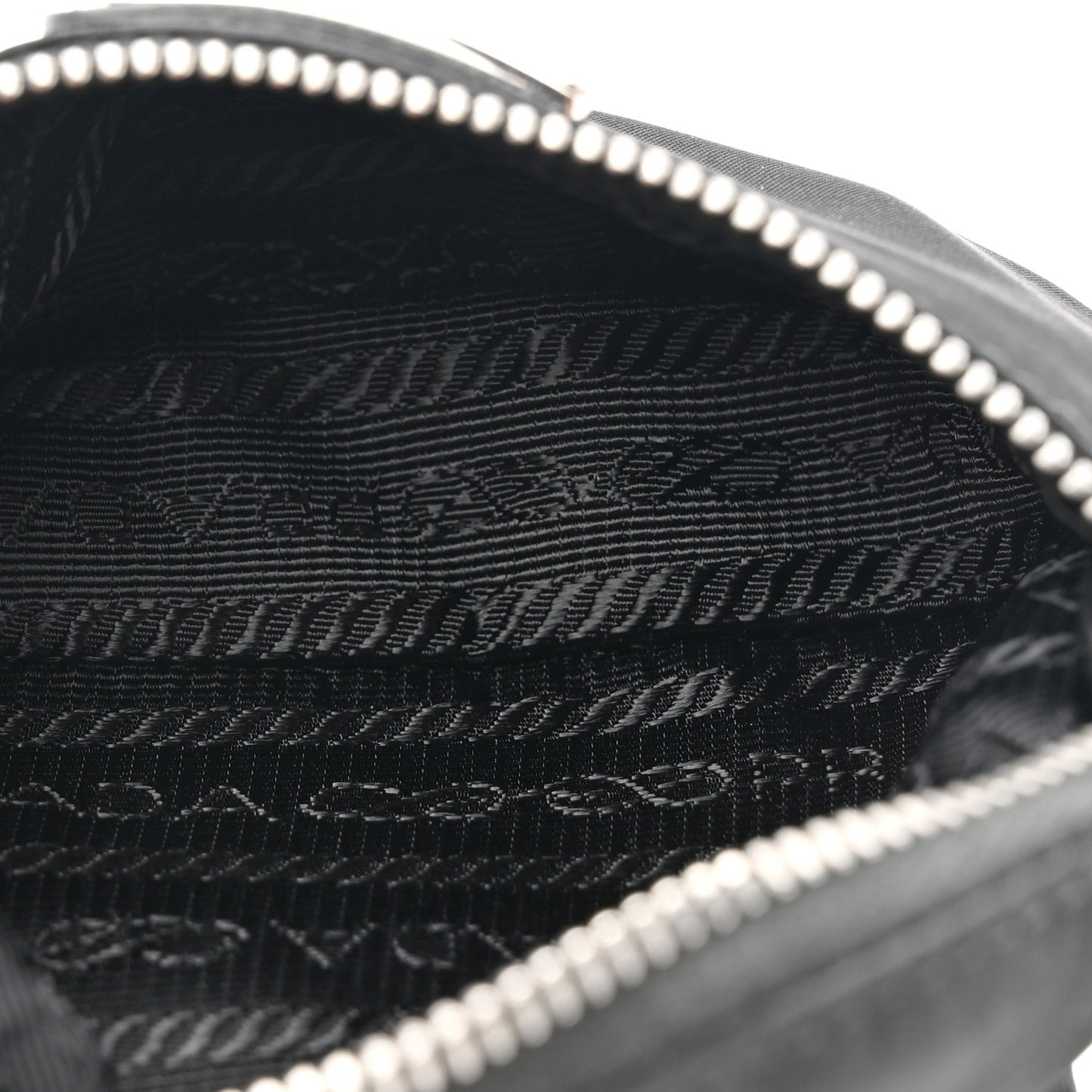 Re-Nylon Travel Saffiano Metal Triangle Logo Mini Arm Pouch Black