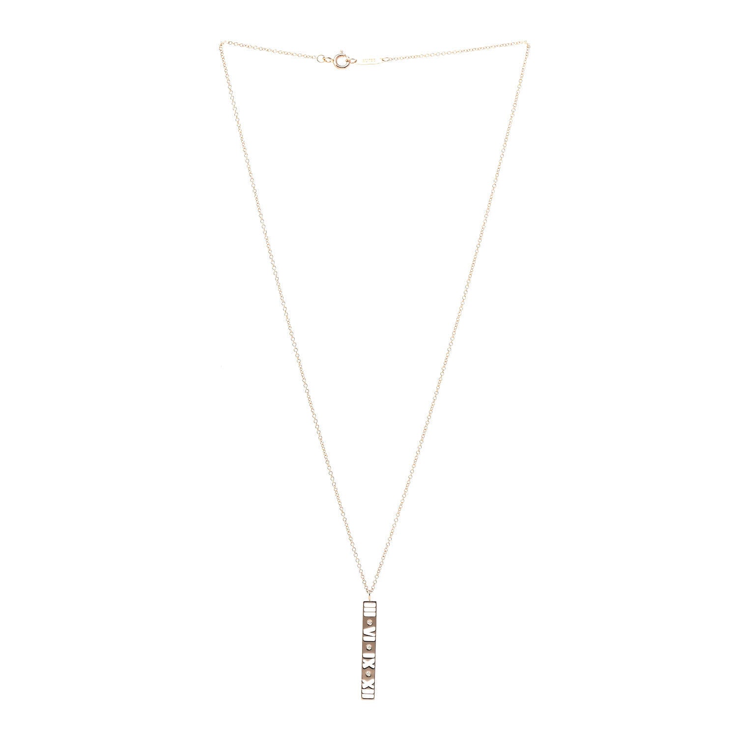 Tiffany 18K Rose Gold Diamond Atlas Bar Pendant Necklace 3 of 6