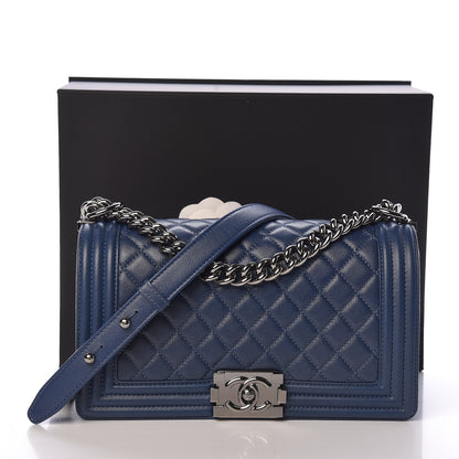 Chanel Caviar Quilted Medium Boy Flap Dark Blue 11 of 11