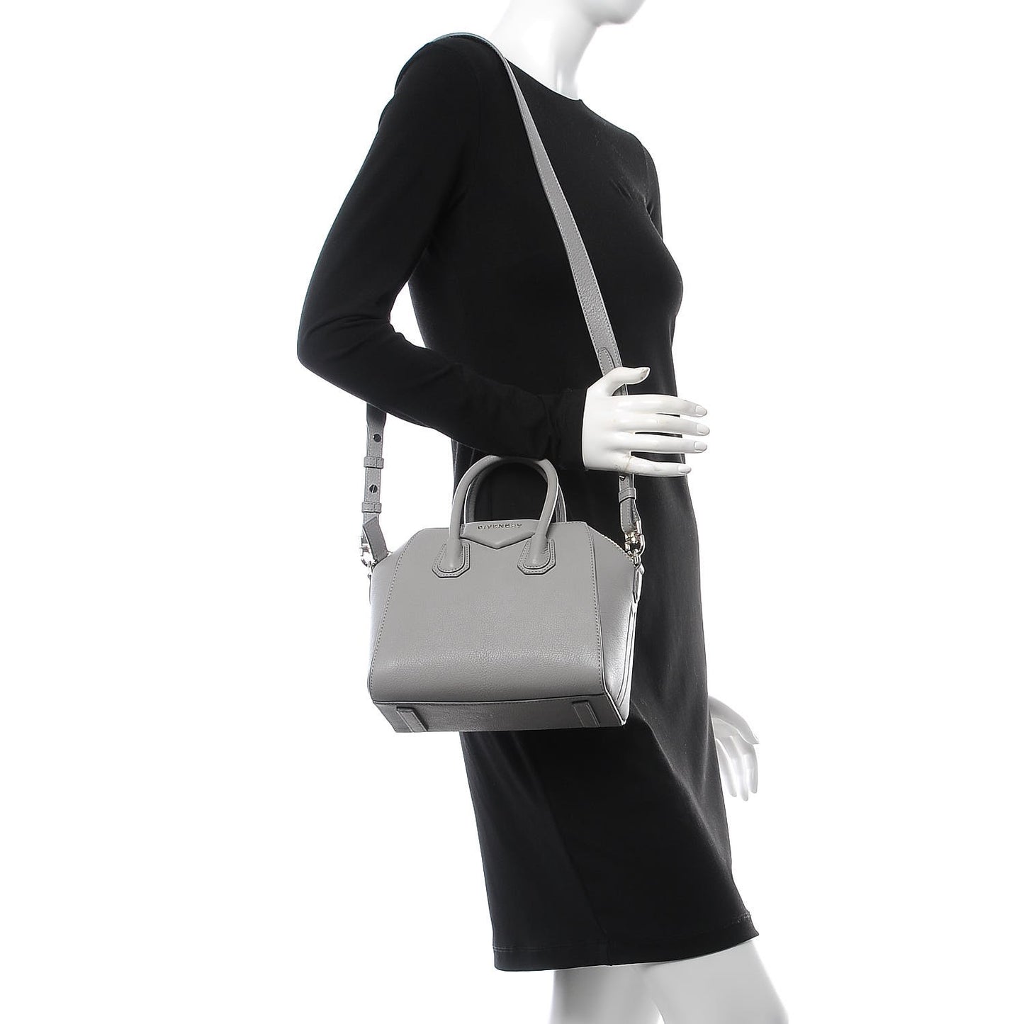 Sugar Goatskin Mini Antigona Pearl Grey