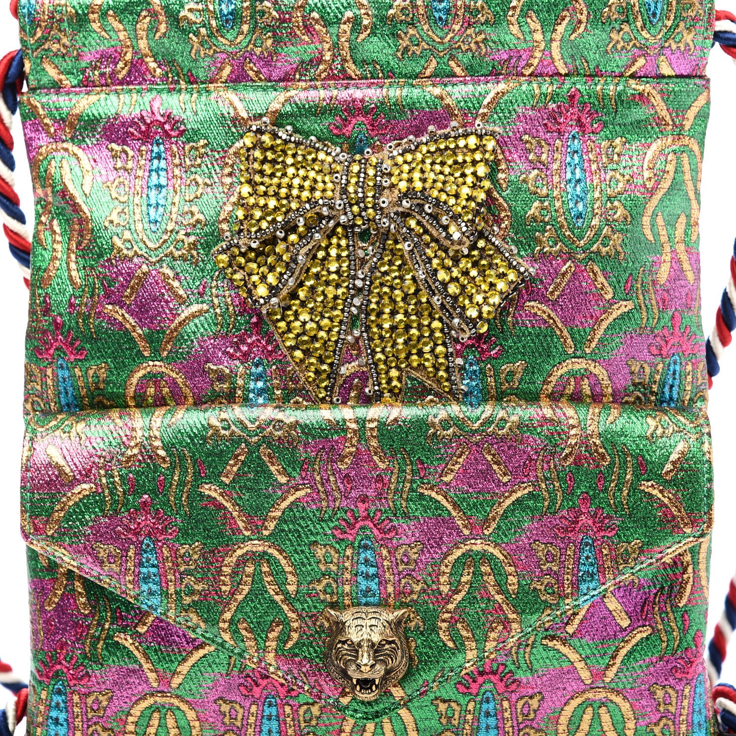 Gucci Brocade Animalier Bow Drawstring Backpack Multicolor 10 of 10