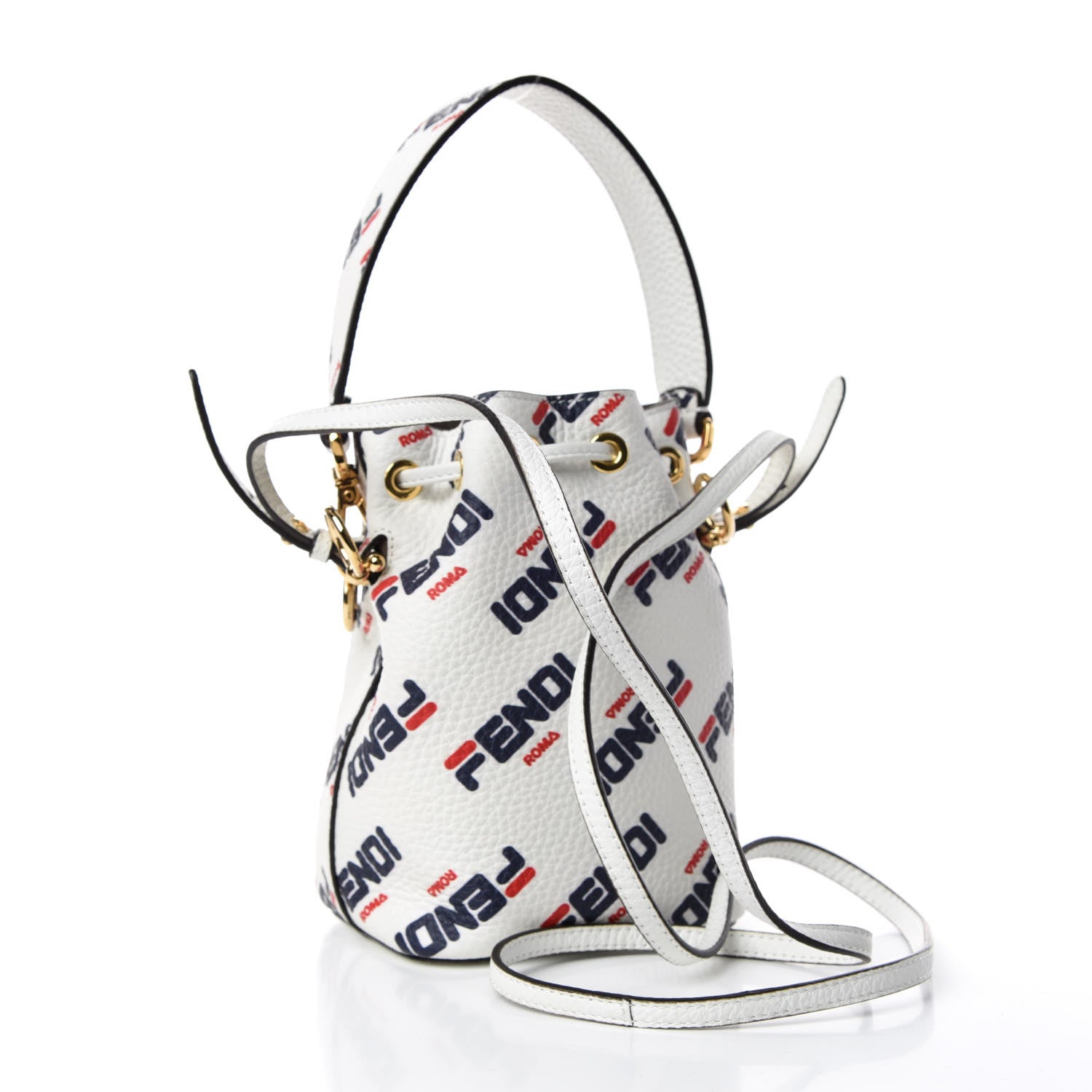 Fendi X FILA Vitello F is Fendi Mania Mini Mon Tresor Bucket Bag White 3 of 7