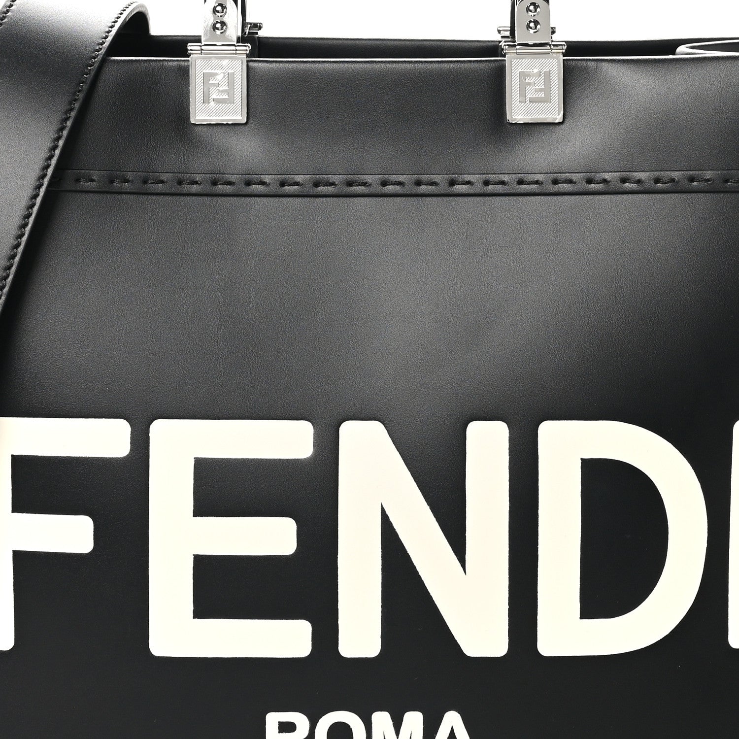 Fendi Vitello King Plexiglass Medium Fendi Sunshine Shopper Tote Black White 7 of 9