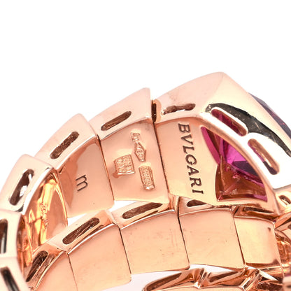 Bulgari 18K Rose Gold Diamond Rubellite Serpenti Viper Pave Ring M 5 of 6