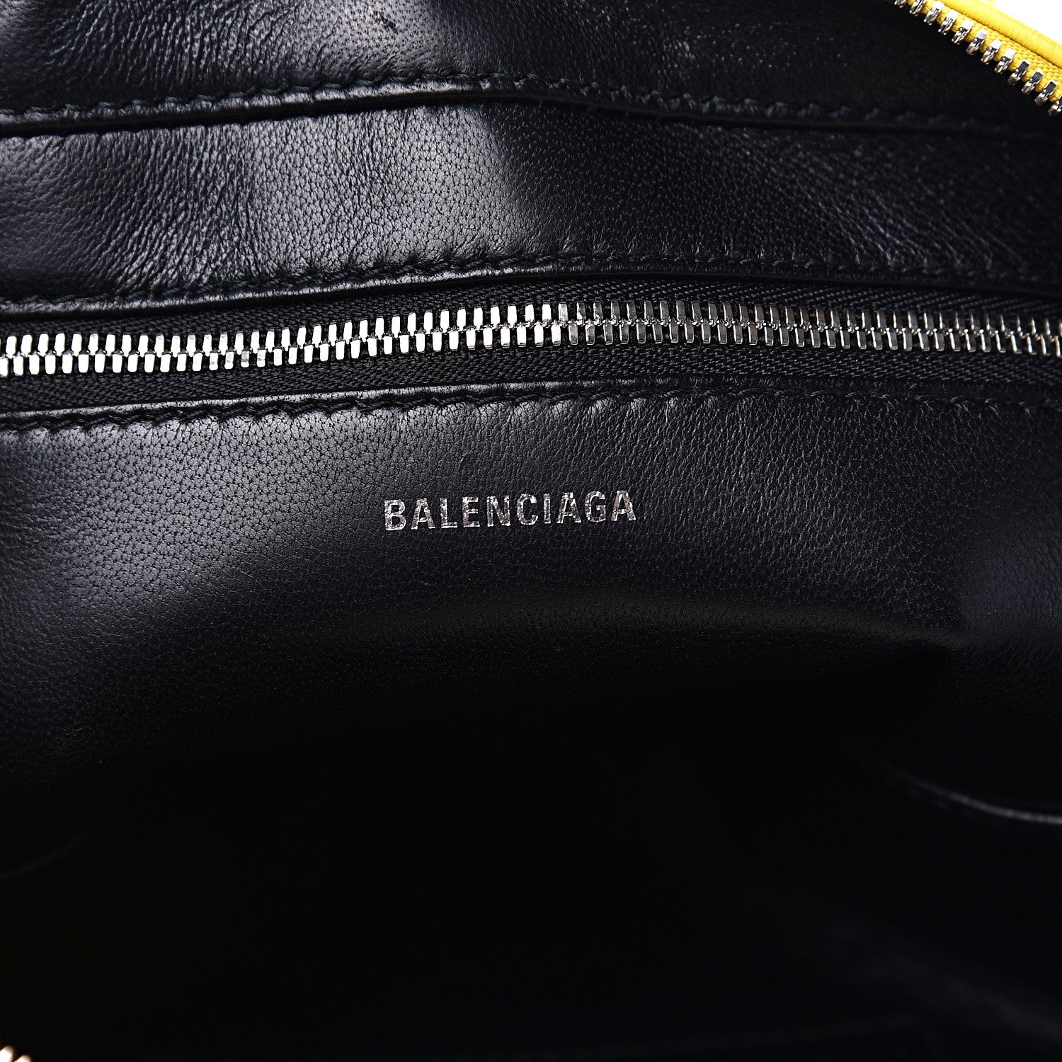 Balenciaga Shiny Day Calfskin Logo XS Triangle Duffle Jaune Black 5 of 9