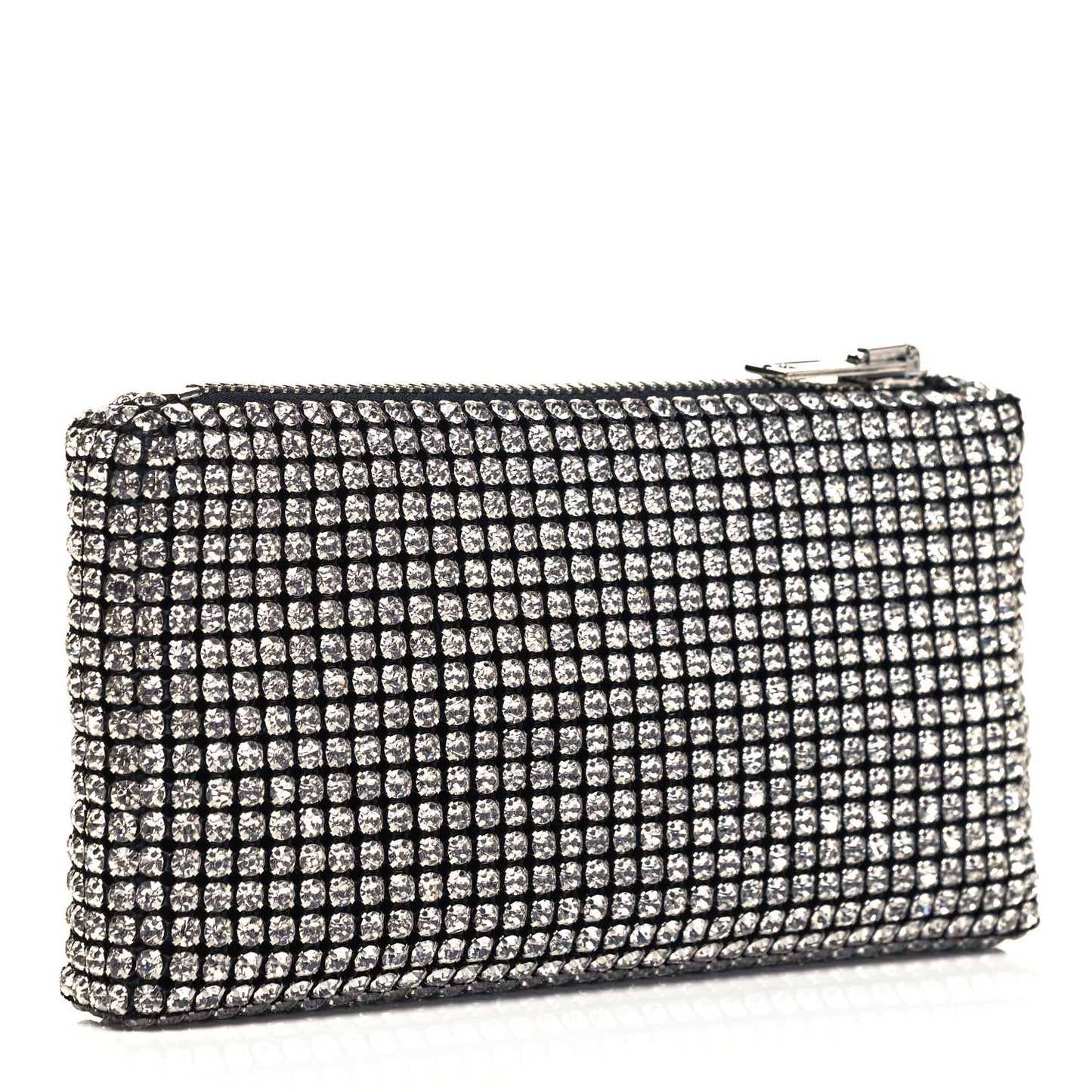 Mesh Crystal Rhinestone Heiress Clutch Black Silver