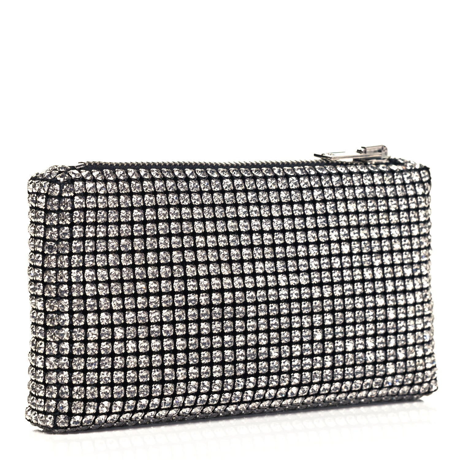 Alexander Wang Mesh Crystal Rhinestone Heiress Clutch Black Silver 3 of 7