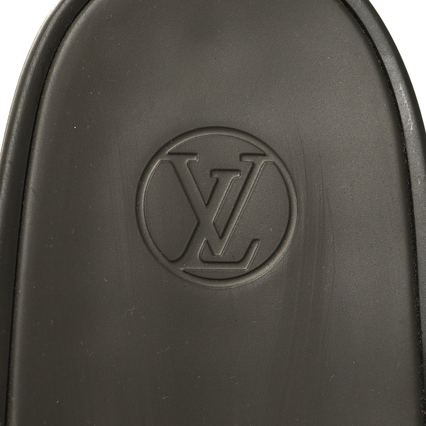 Matte Rubber Monogram Embossed Sunbath Slide Sandals 38 Khaki