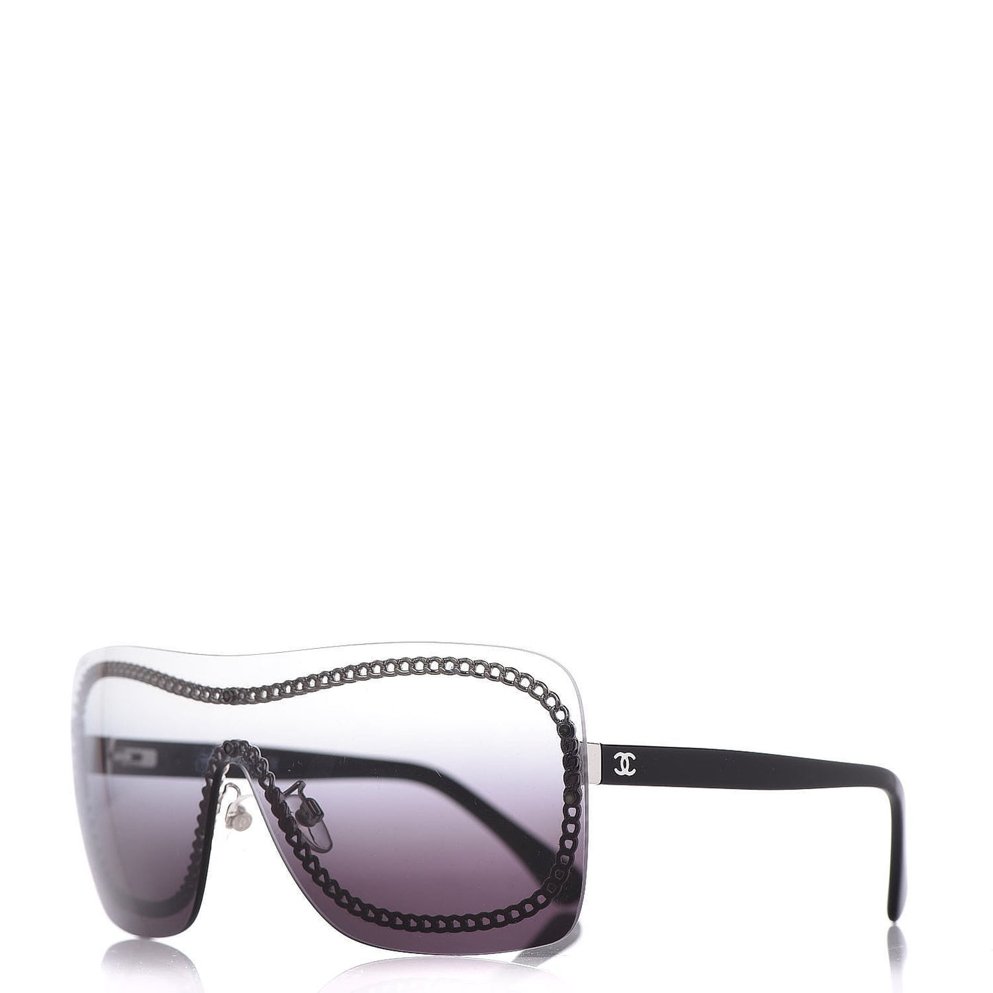 Rimless Shield Sunglasses 4243 Gradient Gray Black