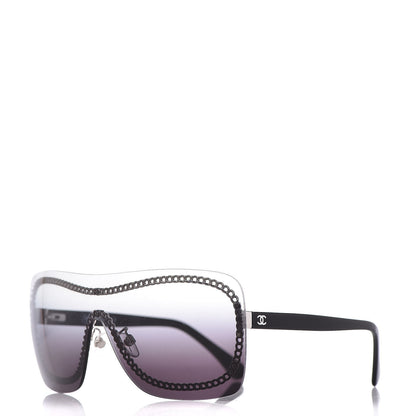 Chanel Rimless Shield Sunglasses 4243 Gradient Gray Black 1 of 7