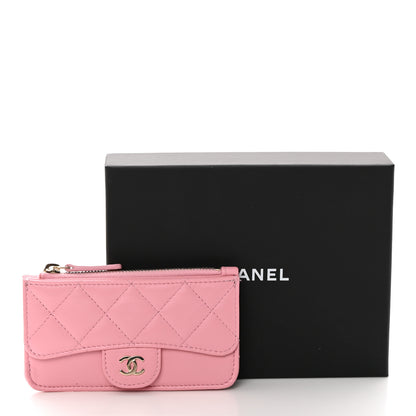 Chanel Lambskin Quilted Flap Zip Card Holder Pink 8 of 8