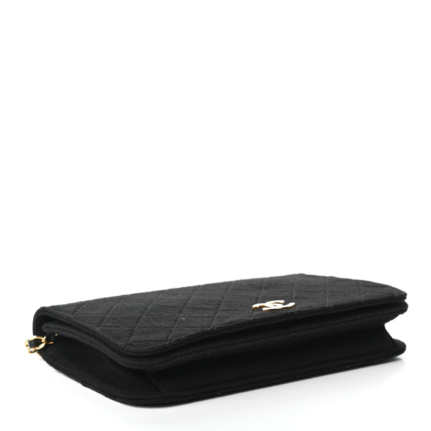 Chanel Jersey Quilted Wallet On Chain WOC Black 4 of 11