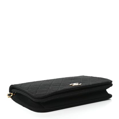 Chanel Jersey Quilted Wallet On Chain WOC Black 4 of 11