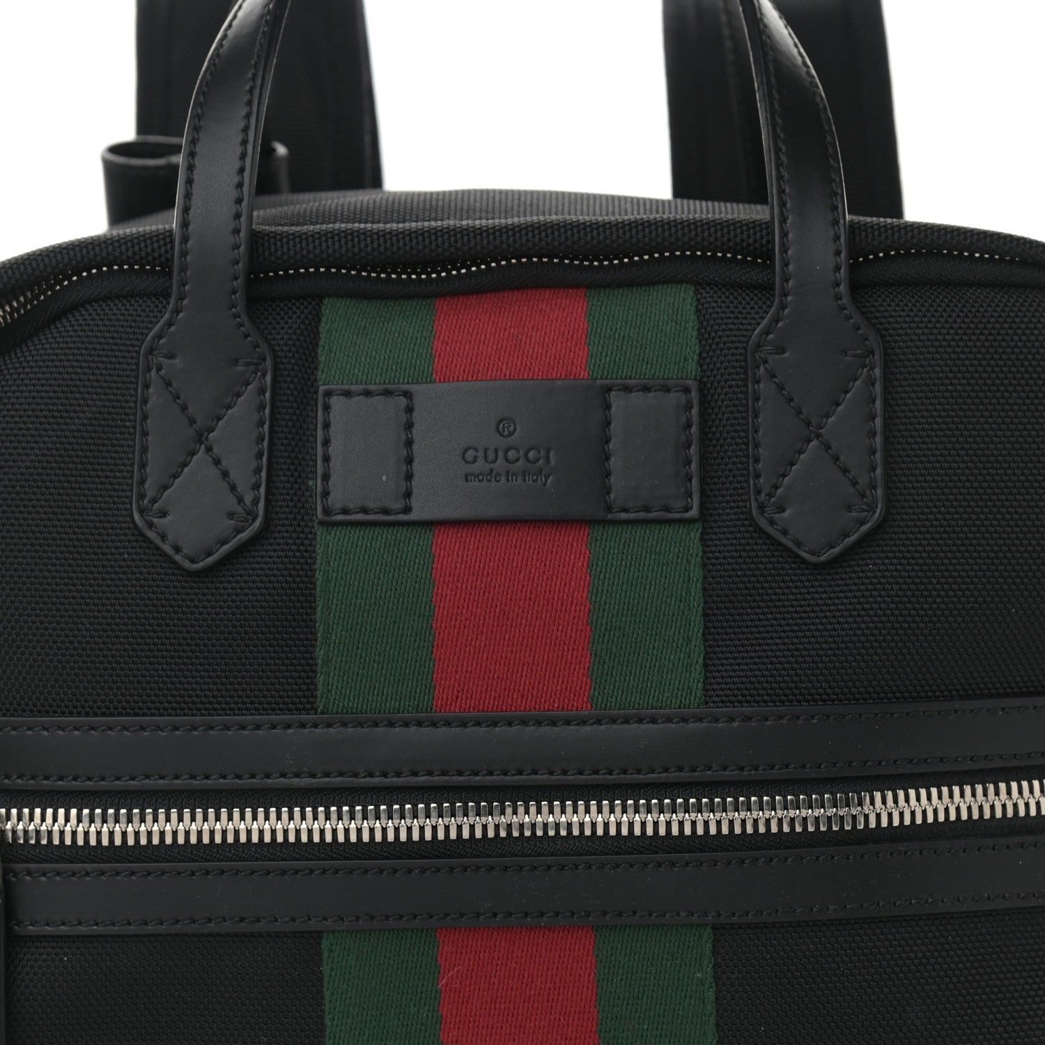 Gucci Techno Canvas Appia Calfskin Web Tote Backpack Black 8 of 13