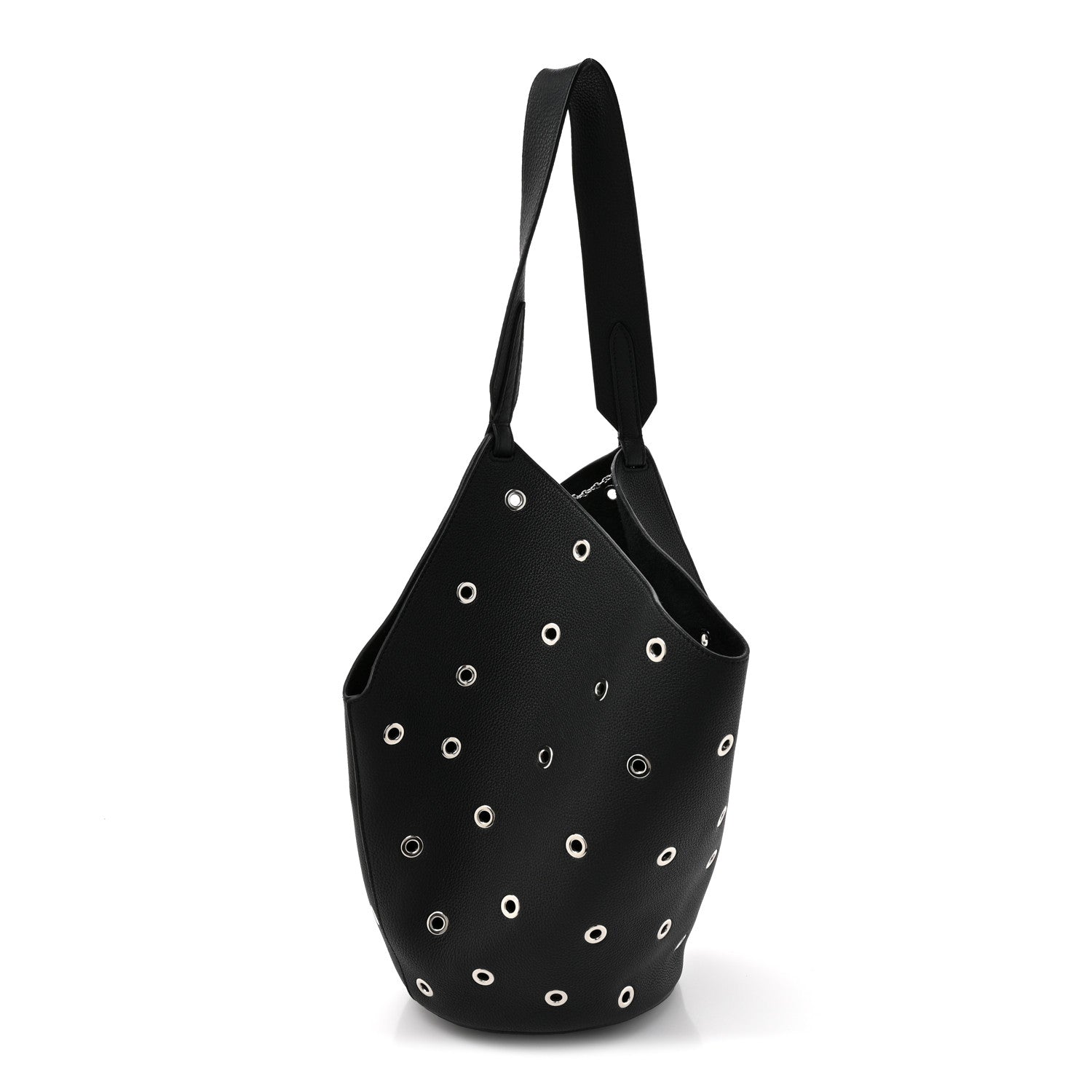 Khaite Pebbled Calfskin Grommet Lotus Tote Black 3 of 9