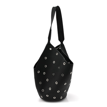 Khaite Pebbled Calfskin Grommet Lotus Tote Black 3 of 9