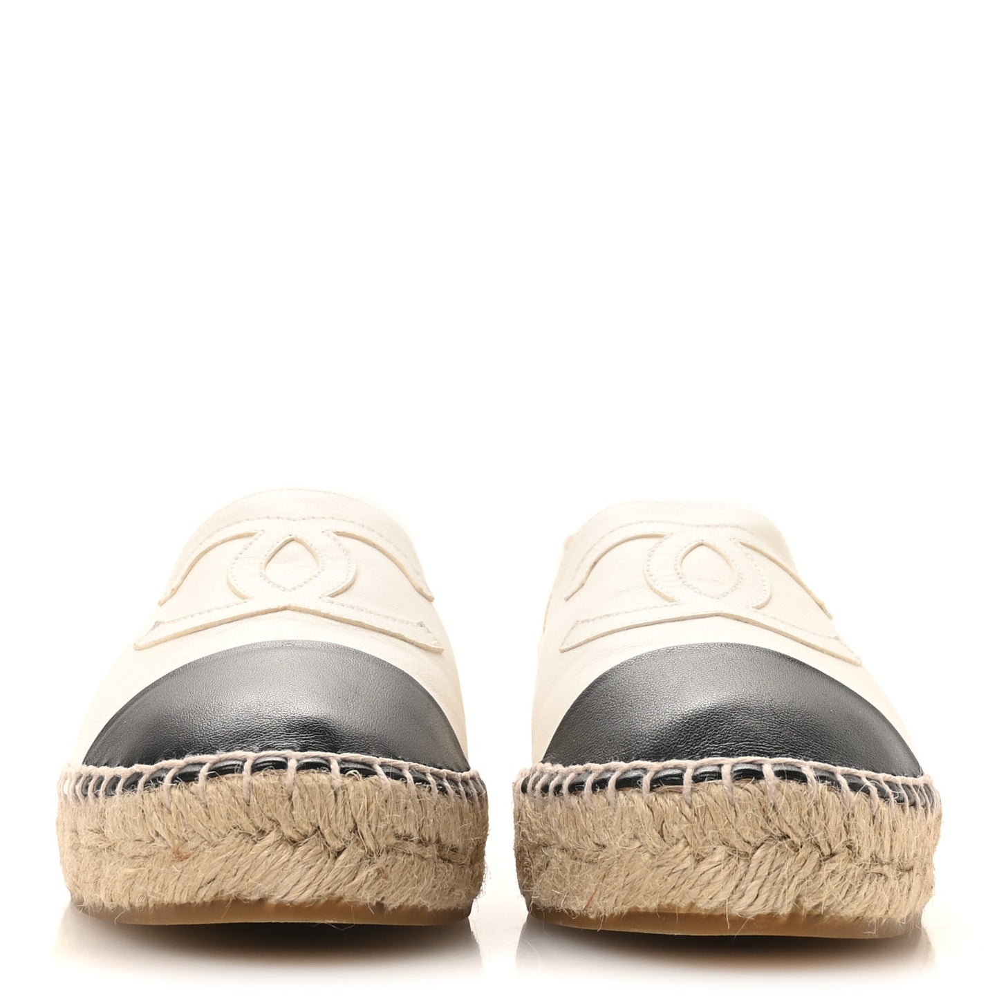Lambskin CC Espadrilles 38 White Black