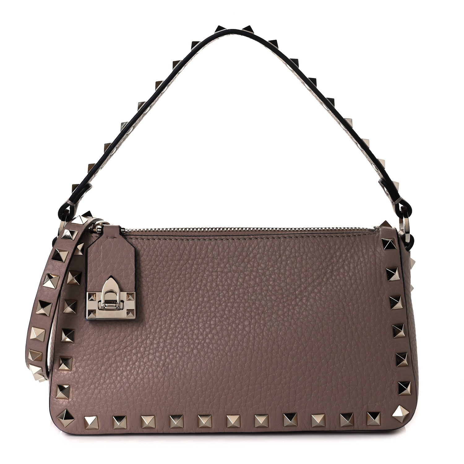 Valentino Garavani Pebbled Calfskin Small Rockstud Flip Lock Shoulder Bag Poudre 1 of 8