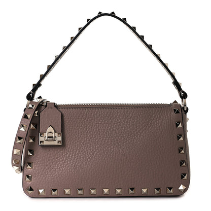 Valentino Garavani Pebbled Calfskin Small Rockstud Flip Lock Shoulder Bag Poudre 1 of 8